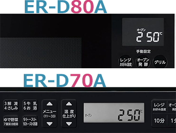 ER-D80AとER-D70Aの液晶画面（バックライトの有無）